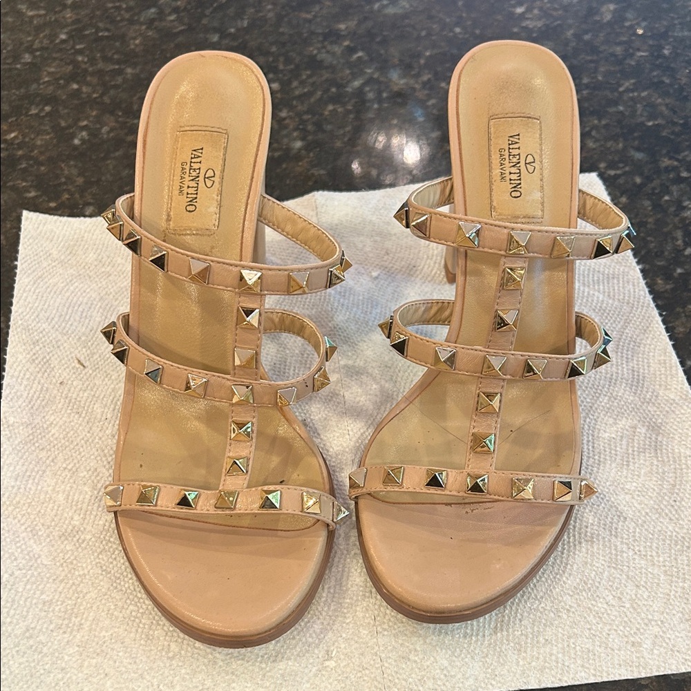 Valentino Nude Studded Women's Sandals Vintage